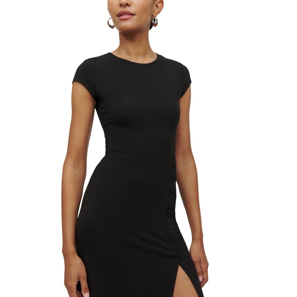 Reformation Asymmetric Black Kamila Dress Size S
